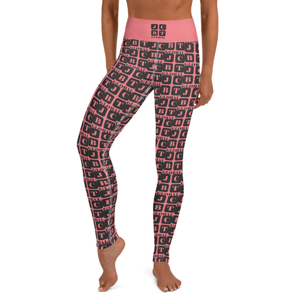 Yoga Leggings "2021-0031 Pink (Black Logo)" - JCBTGlobal