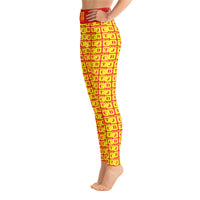 Yoga Leggings "2021-0261 Red (Yellow Logo)" - JCBTGlobal