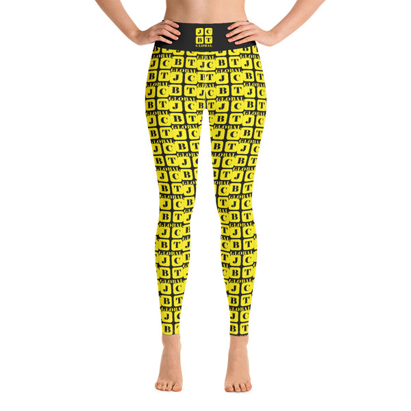 Yoga Leggings "2021-0271 Black (Yellow Logo)" - JCBTGlobal