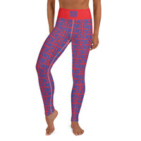 Yoga Leggings "2021-0351 Red (Blue Logo)" - JCBTGlobal