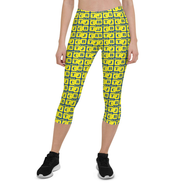 Capri Leggings "2023-0251 Blue (Yellow Logo)" - JCBTGlobal