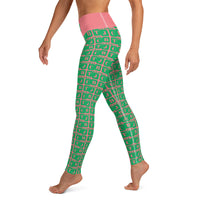 Yoga Leggings "2021-0391 Pink (Green Logo)" - JCBTGlobal