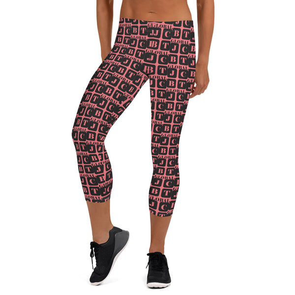 Capri Leggings "2023-0031 Pink (Black Logo)" - JCBTGlobal