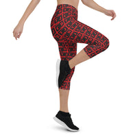 Capri Leggings "2023-0091 Red (Black Logo)" - JCBTGlobal