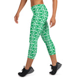 Capri Leggings "2023-0371 White (Green Logo)" - JCBTGlobal