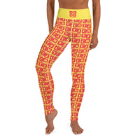 Yoga Leggings "2021-0121 Yellow (Red Logo)" - JCBTGlobal