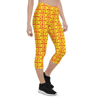 Capri Leggings "2023-0261 Red (Yellow Logo)" - JCBTGlobal