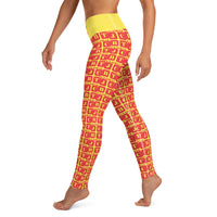 Yoga Leggings "2021-0121 Yellow (Red Logo)" - JCBTGlobal