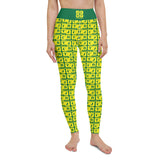 Yoga Leggings "2021-0231 Green (Yellow Logo)" - JCBTGlobal