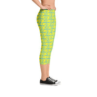 Capri Leggings "2023-0241 Baby Blue (Yellow Logo)" - JCBTGlobal