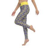 Yoga Leggings "2021-0311 Yellow (Blue Logo)" - JCBTGlobal