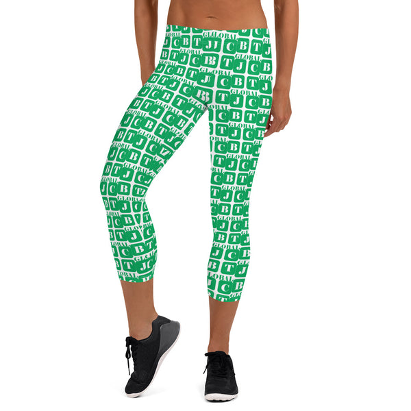 Capri Leggings "2023-0371 White (Green Logo)" - JCBTGlobal