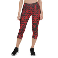 Capri Leggings "2023-0091 Red (Black Logo)" - JCBTGlobal