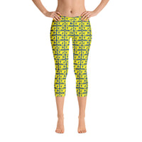 Capri Leggings "2023-0251 Blue (Yellow Logo)" - JCBTGlobal