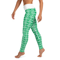 Yoga Leggings "2021-0371 White (Green Logo)" - JCBTGlobal