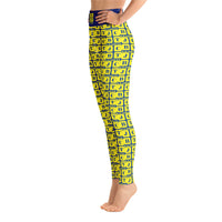 Yoga Leggings "2021-0251 Blue (Yellow Logo)" - JCBTGlobal