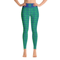 Yoga Leggings "2021-0431 Blue (Green Logo)" - JCBTGlobal