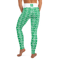 Yoga Leggings "2021-0371 White (Green Logo)" - JCBTGlobal