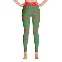 Yoga Leggings "2021-0441 Red (Green Logo)" - JCBTGlobal