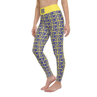 Yoga Leggings "2021-0311 Yellow (Blue Logo)" - JCBTGlobal