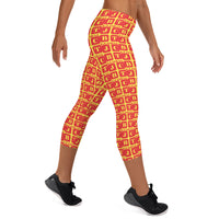 Capri Leggings "2023-0121 Yellow (Red Logo)" - JCBTGlobal