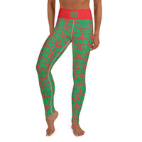 Yoga Leggings "2021-0441 Red (Green Logo)" - JCBTGlobal