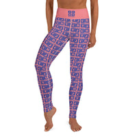 Yoga Leggings "2021-0301 Pink (Blue Logo)" - JCBTGlobal