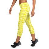 Capri Leggings "2023-0191 White (Yellow Logo)" - JCBTGlobal