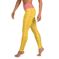 Yoga Leggings "2021-0211 Pink (Yellow Logo)" - JCBTGlobal