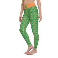 Yoga Leggings "2021-0411 Orange (Green Logo)" - JCBTGlobal