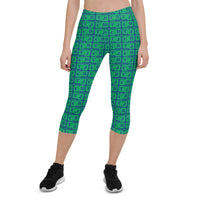 Capri Leggings "2023-0431 Blue (Green Logo)" - JCBTGlobal