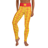 Yoga Leggings "2021-0261 Red (Yellow Logo)" - JCBTGlobal