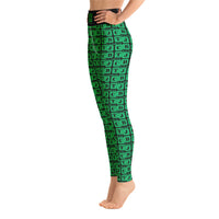 Yoga Leggings "2021-0451 Black (Green Logo)" - JCBTGlobal