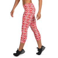 Capri Leggings "2023-0101 White (Red Logo)" - JCBTGlobal