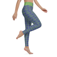 Yoga Leggings "2021-0331 Green (Blue Logo)" - JCBTGlobal