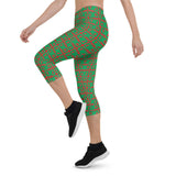 Capri Leggings "2023-0441 Red (Green Logo)" - JCBTGlobal