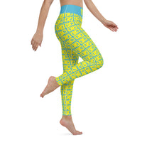 Yoga Leggings "2021-0241 Baby Blue (Yellow Logo)" - JCBTGlobal