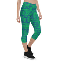 Capri Leggings "2023-0431 Blue (Green Logo)" - JCBTGlobal