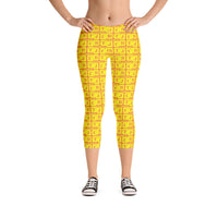 Capri Leggings "2023-0221 Orange (Yellow Logo)" - JCBTGlobal