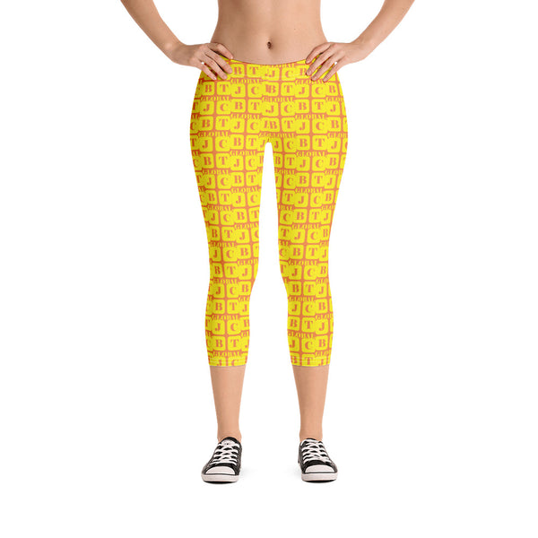 Capri Leggings "2023-0221 Orange (Yellow Logo)" - JCBTGlobal