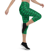 Capri Leggings "2023-0451 Black (Green Logo)" - JCBTGlobal