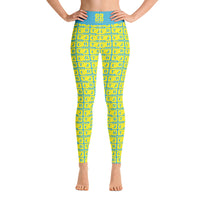 Yoga Leggings "2021-0241 Baby Blue (Yellow Logo)" - JCBTGlobal