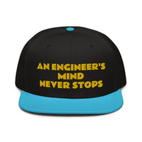 Snapback Hat "2052-0071 An Engineer's Mind Never Stops (Yellow Logo)" - JCBTGlobal