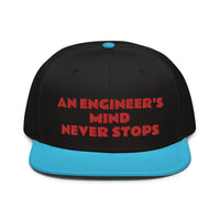 Snapback Hat "2052-0071 An Engineer's Mind Never Stops (Red Logo)" - JCBTGlobal