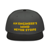 Snapback Hat "1052-0071 An Engineer's Mind Never Stops (Yellow Logo)" - JCBTGlobal