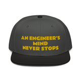 Snapback Hat "1052-0071 An Engineer's Mind Never Stops (Yellow Logo)" - JCBTGlobal