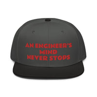 Snapback Hat "2052-0071 An Engineer's Mind Never Stops (Red Logo)" - JCBTGlobal