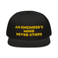 Snapback Hat "2052-0071 An Engineer's Mind Never Stops (Yellow Logo)" - JCBTGlobal