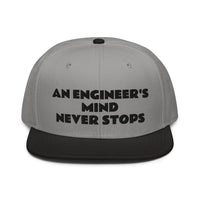 Snapback Hat "1052-0071 An Engineer's Mind Never Stops (Black Logo)" - JCBTGlobal