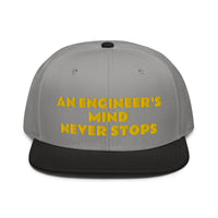 Snapback Hat "1052-0071 An Engineer's Mind Never Stops (Yellow Logo)" - JCBTGlobal